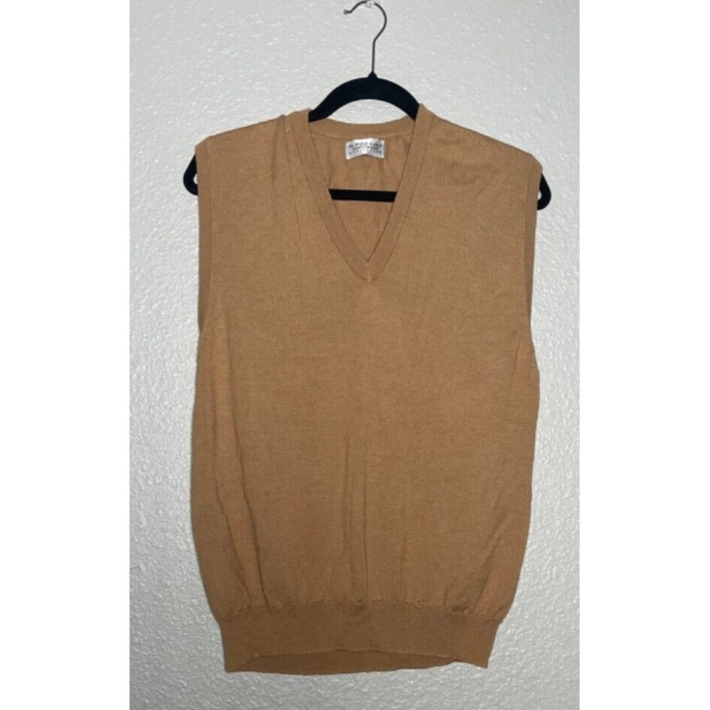 Tuttle‎ GolfWool Silk Sweater Vest Men's 40" Brown Tan Sleeveless Lightweight